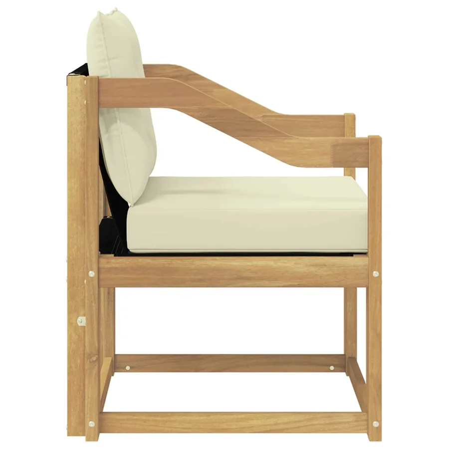 Canapé d’extérieur Bois d'Acacia Massif Blanc et crème - 6
