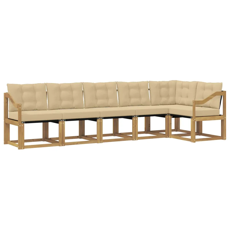 Ensemble de canapés d'extérieur 6 pcs Blanc et Beige - 2