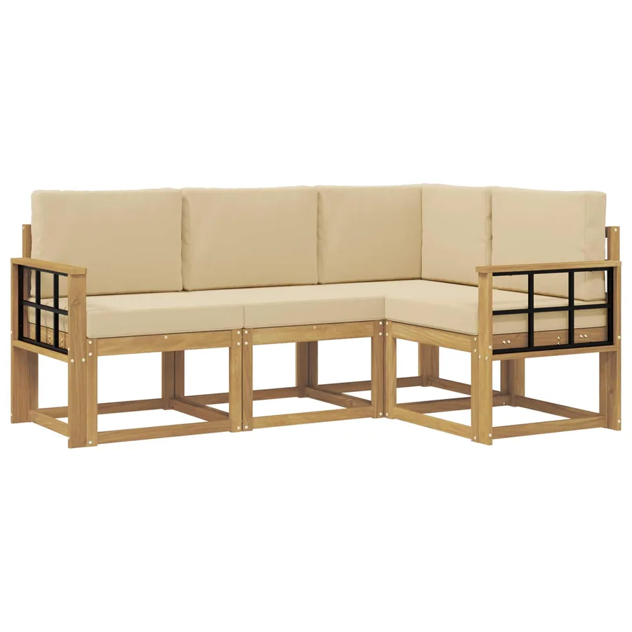 Ensemble de canapés d'extérieur 4 pcs Blanc et Beige - 2