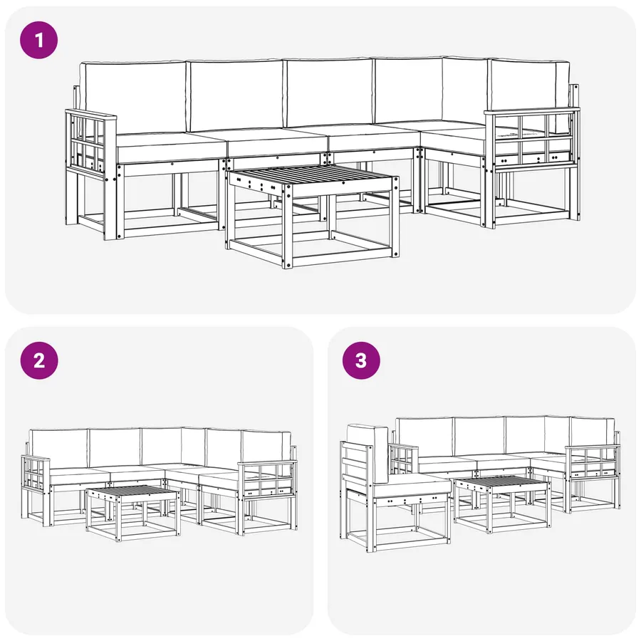 Ensemble de canapés d'extérieur 6 pcs Blanc et anthracite - 7