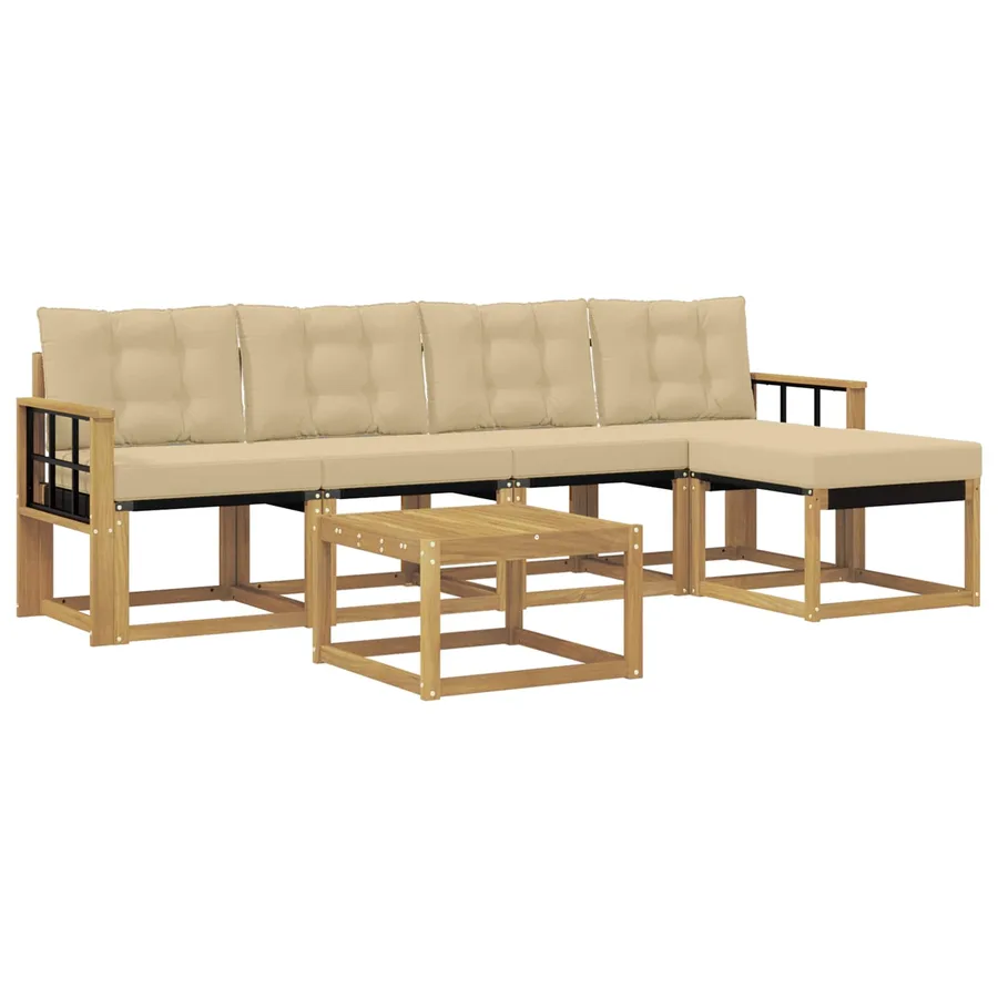 Ensemble de canapés d'extérieur 6 pcs Blanc et Beige - 2