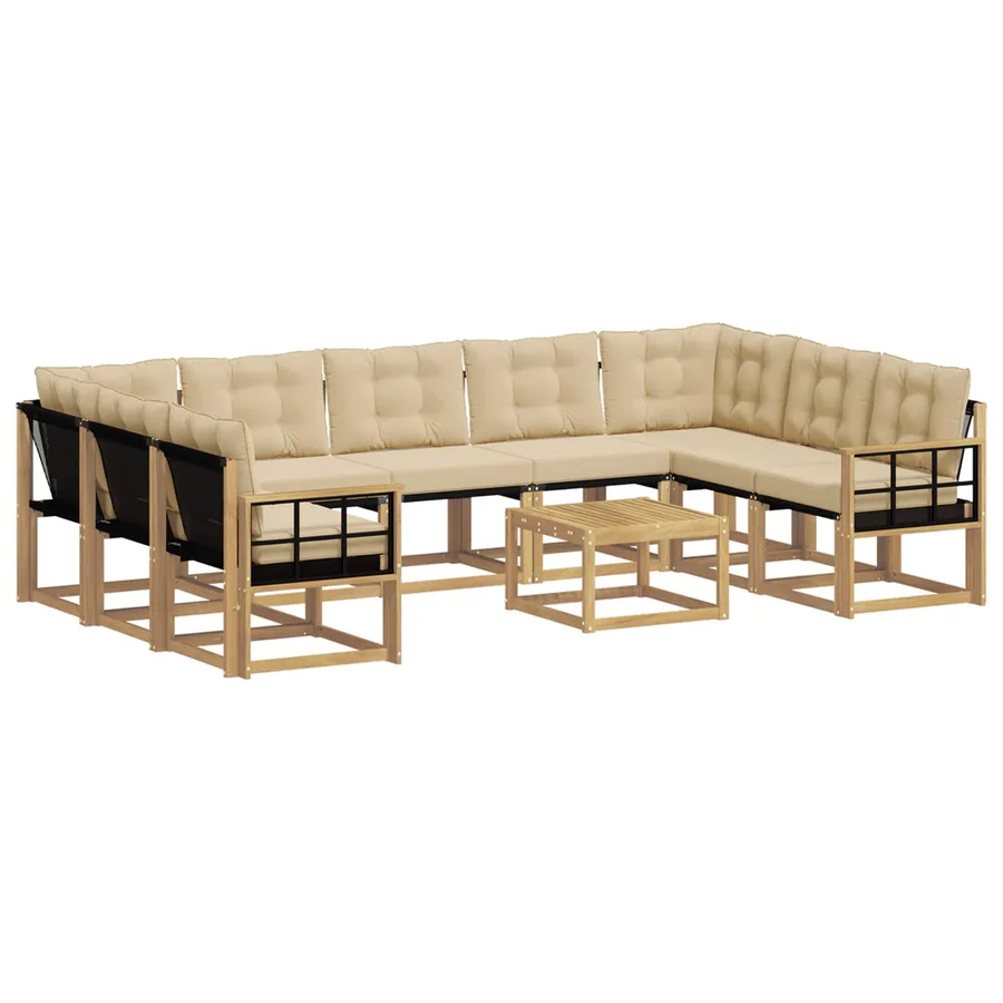 Ensemble de canapés d'extérieur 10 pcs Blanc et Beige - 2