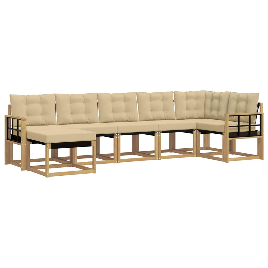 Ensemble de canapés d'extérieur 7 pcs Blanc et Beige - 2