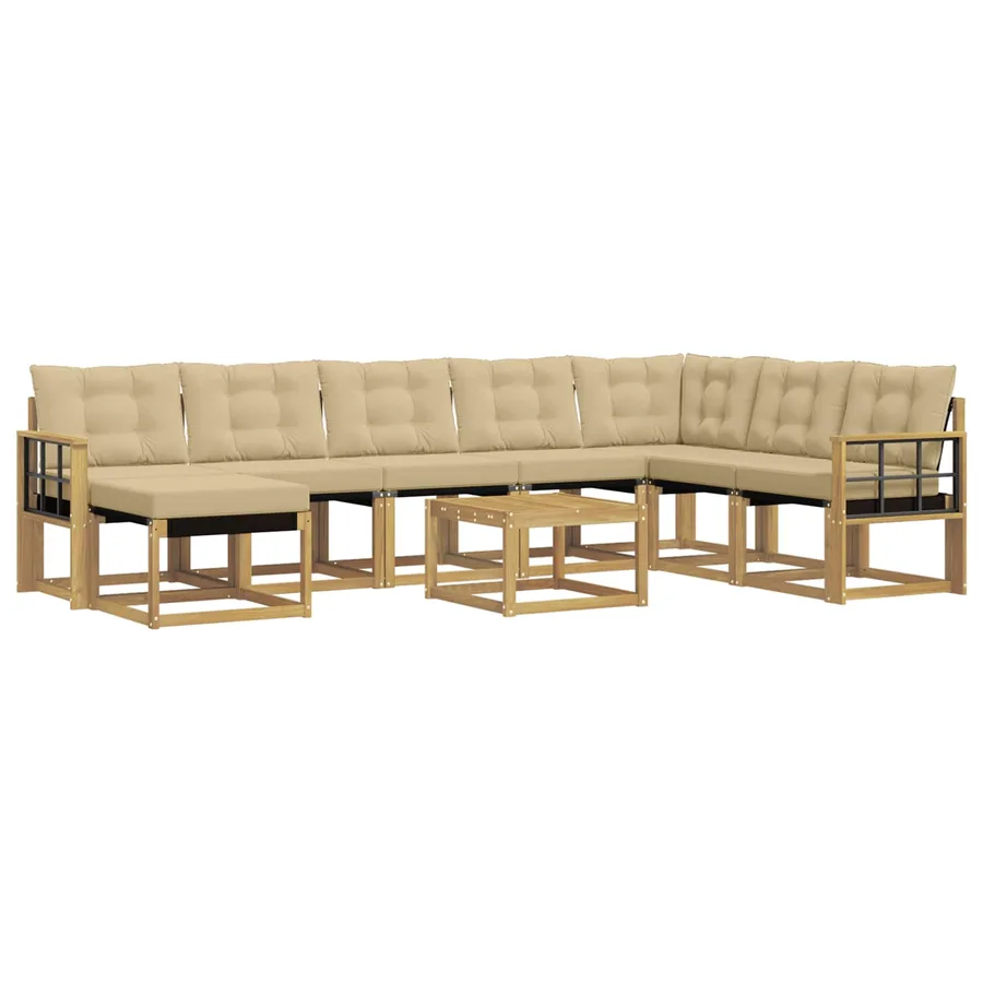 Ensemble de canapés d'extérieur 9 pcs Blanc et Beige - 2