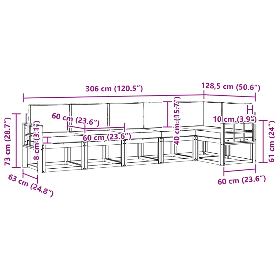 Ensemble de canapés d'extérieur 6 pcs Blanc et Beige Polyester - 8
