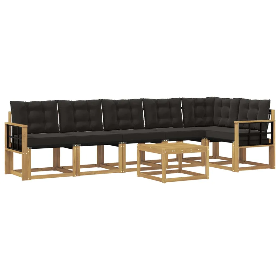 Ensemble de canapés d'extérieur 7 pcs Blanc et noir - 2