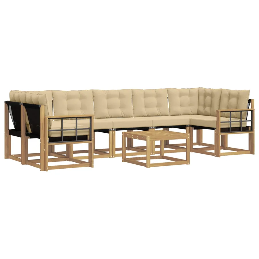 Ensemble de canapés d'extérieur 8 pcs Blanc et Beige - 2