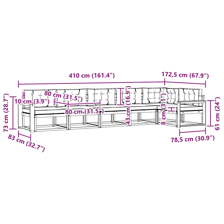 Ensemble de canapés d'extérieur 4 pcs Blanc et Beige Polyester - 8