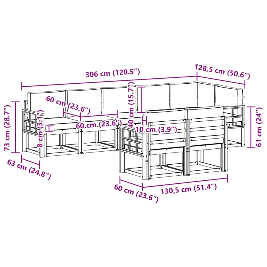 Ensemble de canapés d'extérieur 8 pcs Blanc et anthracite - 8