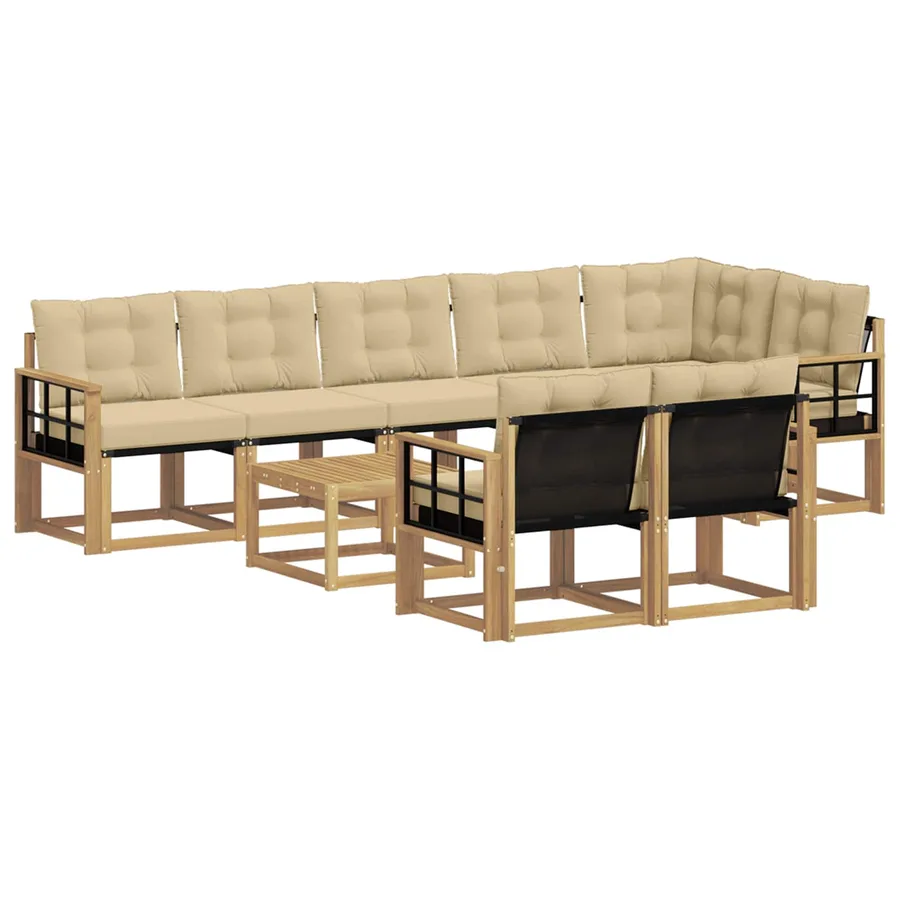 Ensemble de canapés d'extérieur 9 pcs Blanc et Beige - 2
