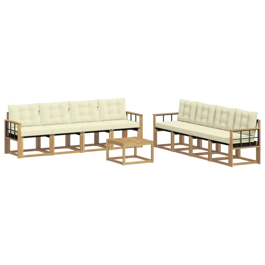 Ensemble de canapés d'extérieur 9 pcs Blanc et crème - 2