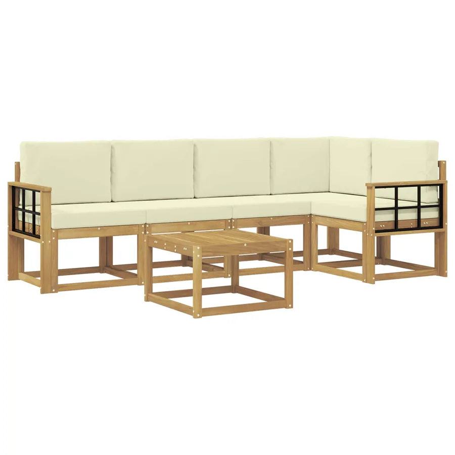 Ensemble de canapés d'extérieur 6 pcs Blanc et crème - 2