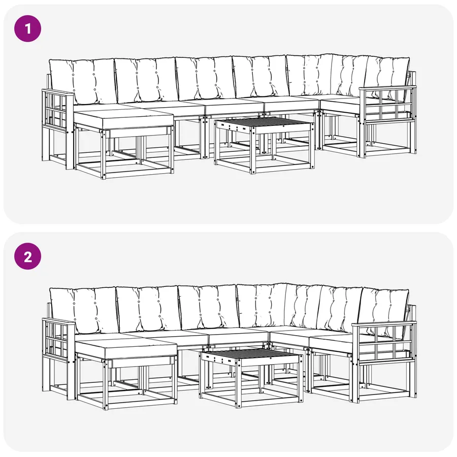 Ensemble de canapés d'extérieur 8 pcs Blanc et noir - 11