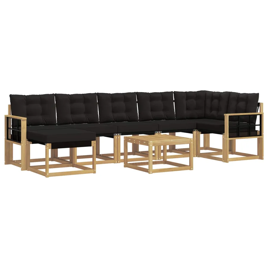 Ensemble de canapés d'extérieur 8 pcs Blanc et noir - 2