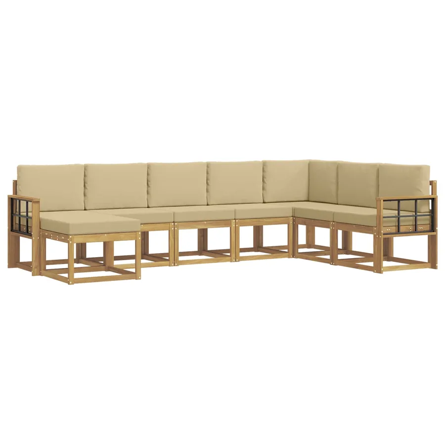 Ensemble de canapés d'extérieur 8 pcs Blanc et Beige - 2