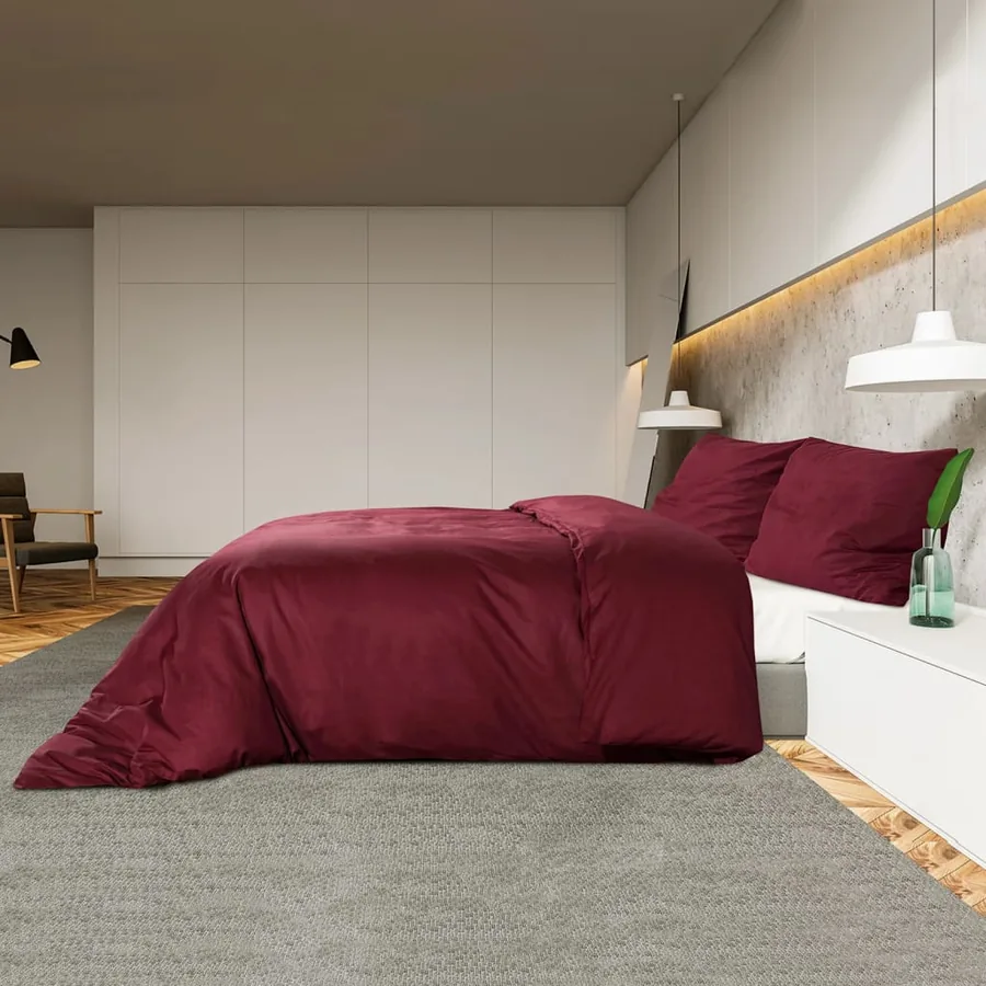 Ensemble de housse de couette Bordeaux 200x200 cm Coton - 4