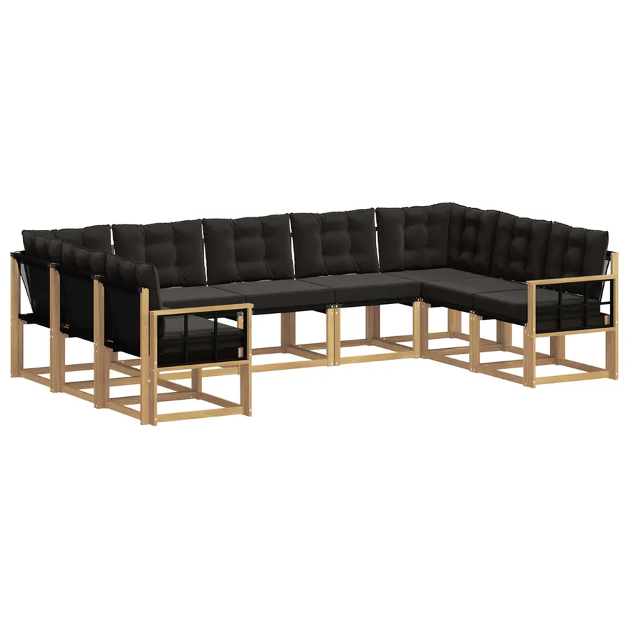 Ensemble de canapés d'extérieur 9 pcs Blanc et noir - 2