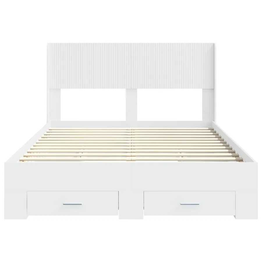 Cadre de lit avec rangement et tête de lit Blanc - 6