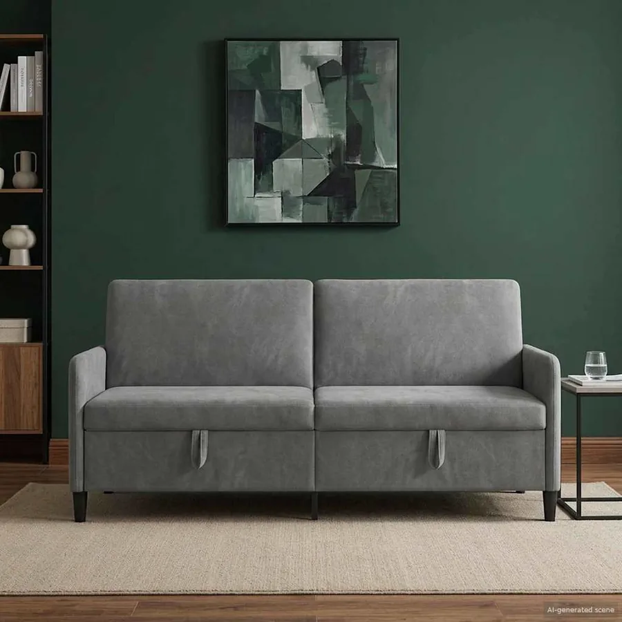 Sofa avec rangement Gris foncé 192 x 78 x 87 cm Polyester