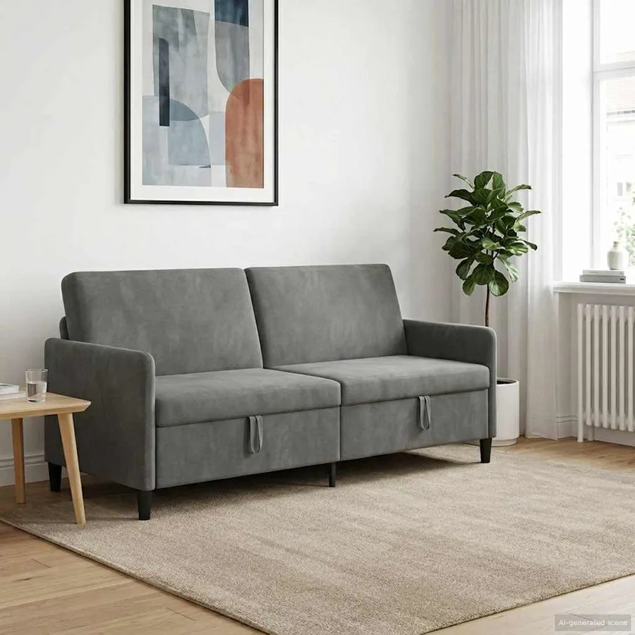 Sofa avec rangement Gris foncé 192 x 78 x 87 cm Polyester - 3