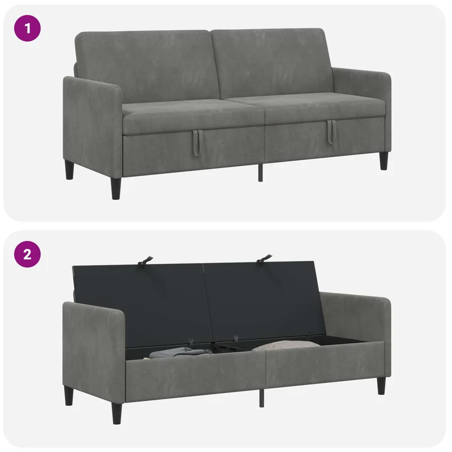 Sofa avec rangement Gris foncé 192 x 78 x 87 cm Polyester - 6