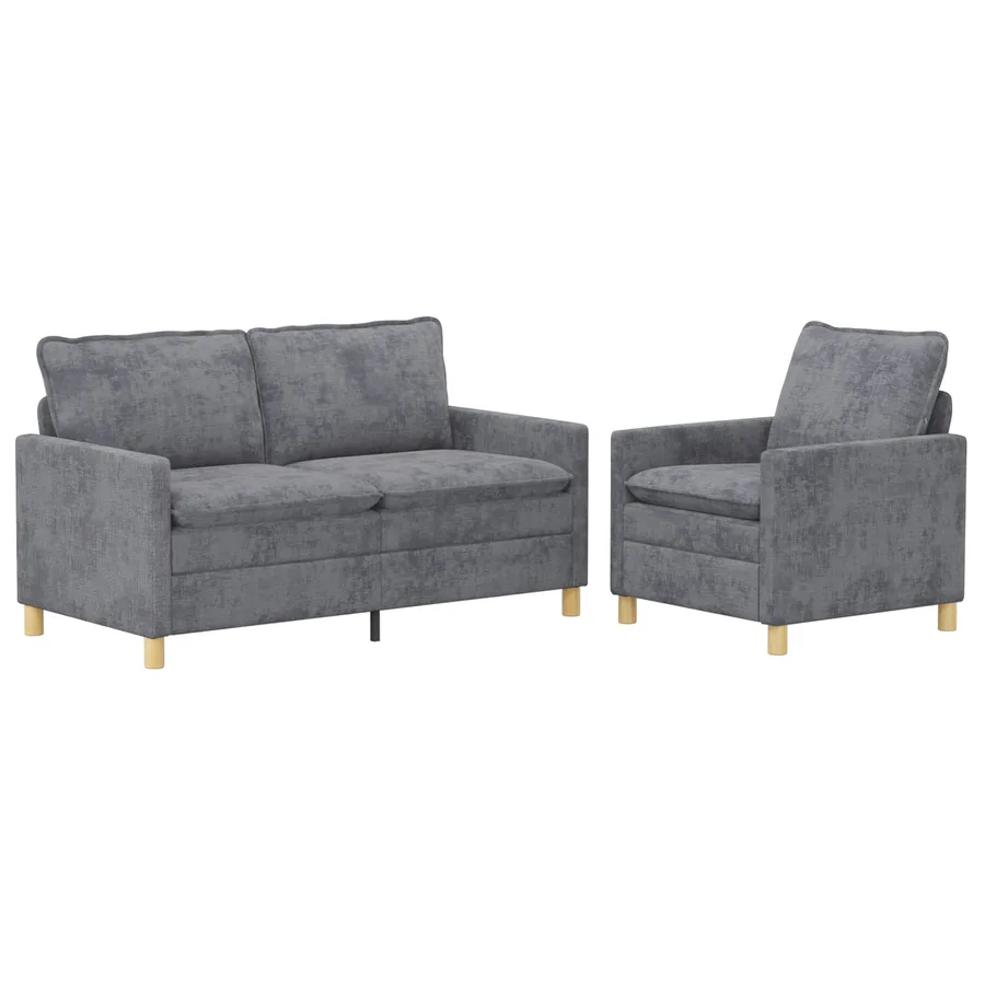 Ensemble de Canapés 2 pcs Gris clair Polyester - 2
