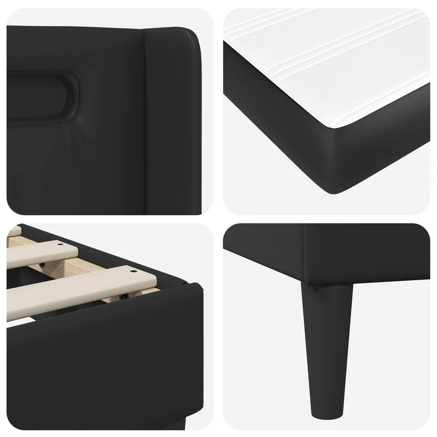 Cadre de lit avec bandes LED Noir 90 x 190 cm Simili cuir - 11