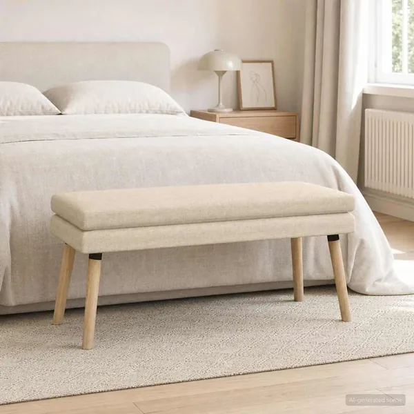 Banc à double couche Crème 110 x 40 x 47 cm Tissu