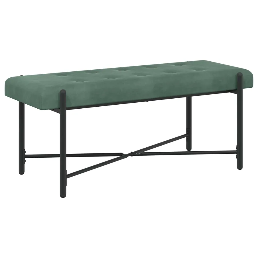 Banc capitonné à boutons avec coussins Vert Mer Velours - 6