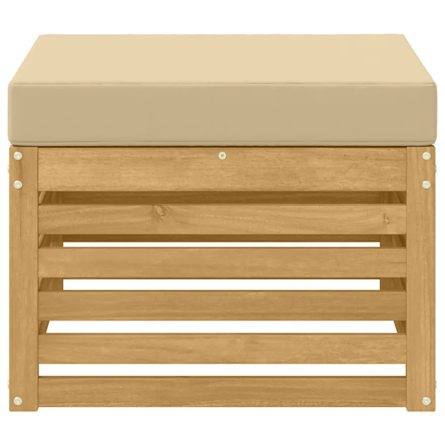 Pouf d'Extérieur Bois d'Acacia Massif Blanc - 3