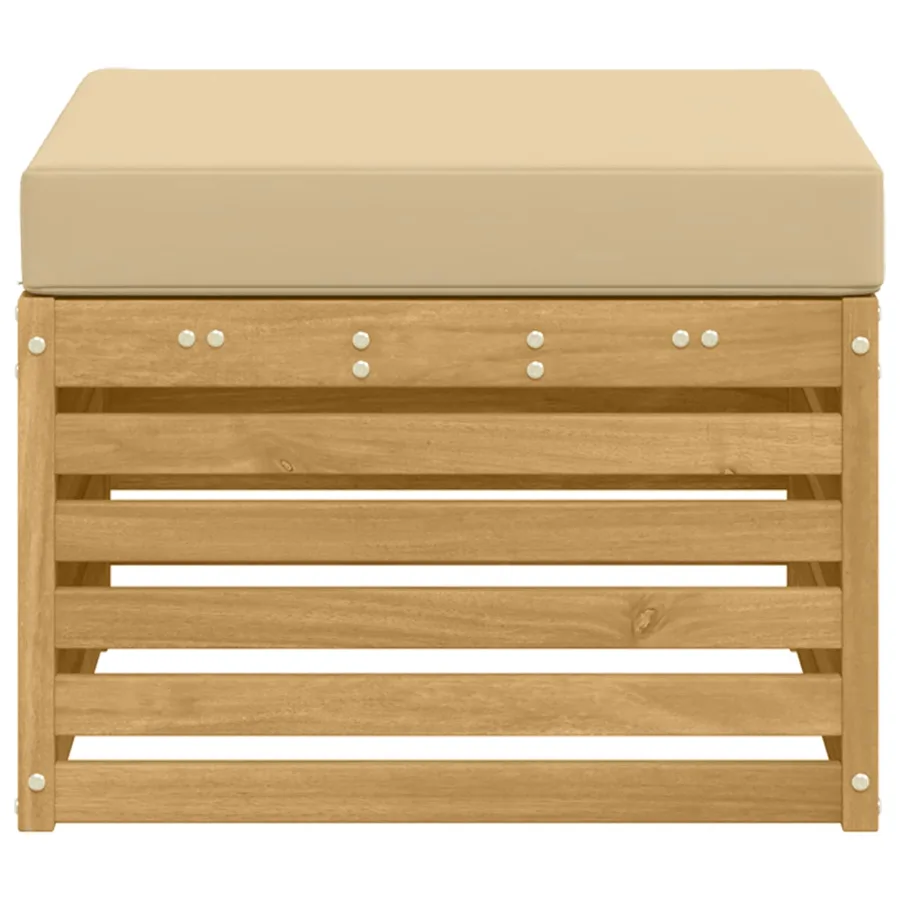 Pouf d'Extérieur Bois d'Acacia Massif Blanc - 4