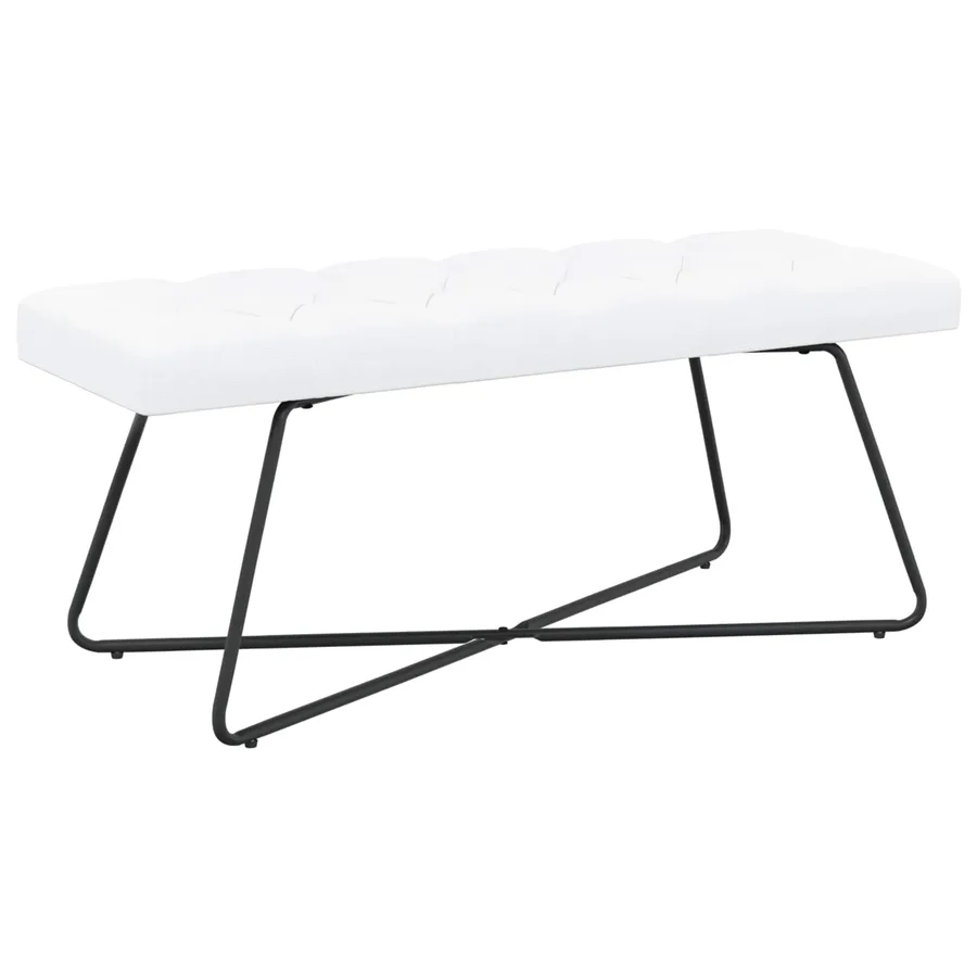 Banc avec capitonnage bouton Blanc 110 x 40 x 46 cm Tissu - 2