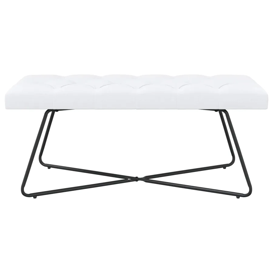Banc avec capitonnage bouton Blanc 110 x 40 x 46 cm Tissu - 5