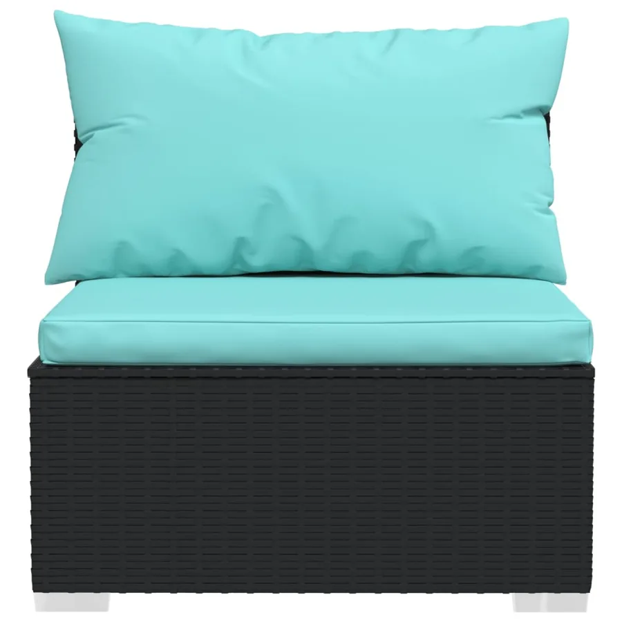 Salon de jardin 4 pcs avec coussins Résine tressée Noir - 4