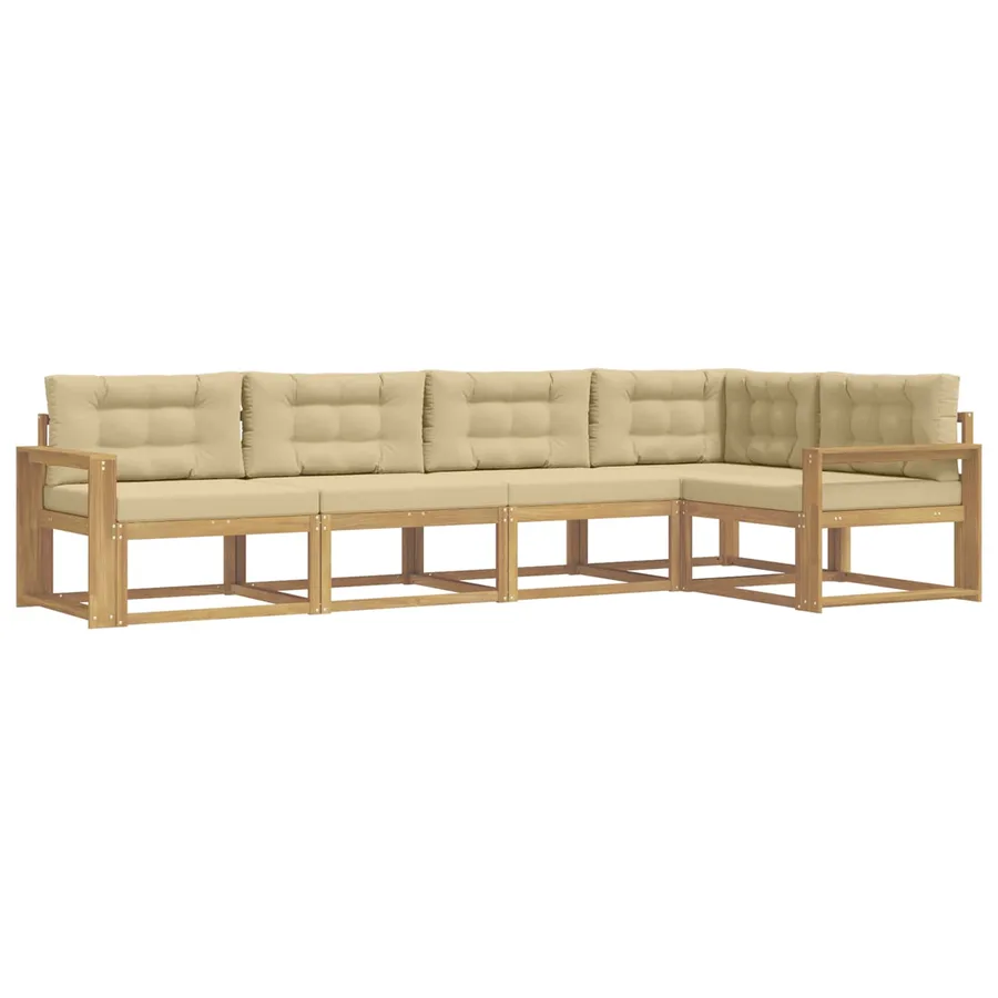 Ensemble de canapés d'extérieur 4 pcs Blanc et Beige Polyester - 2