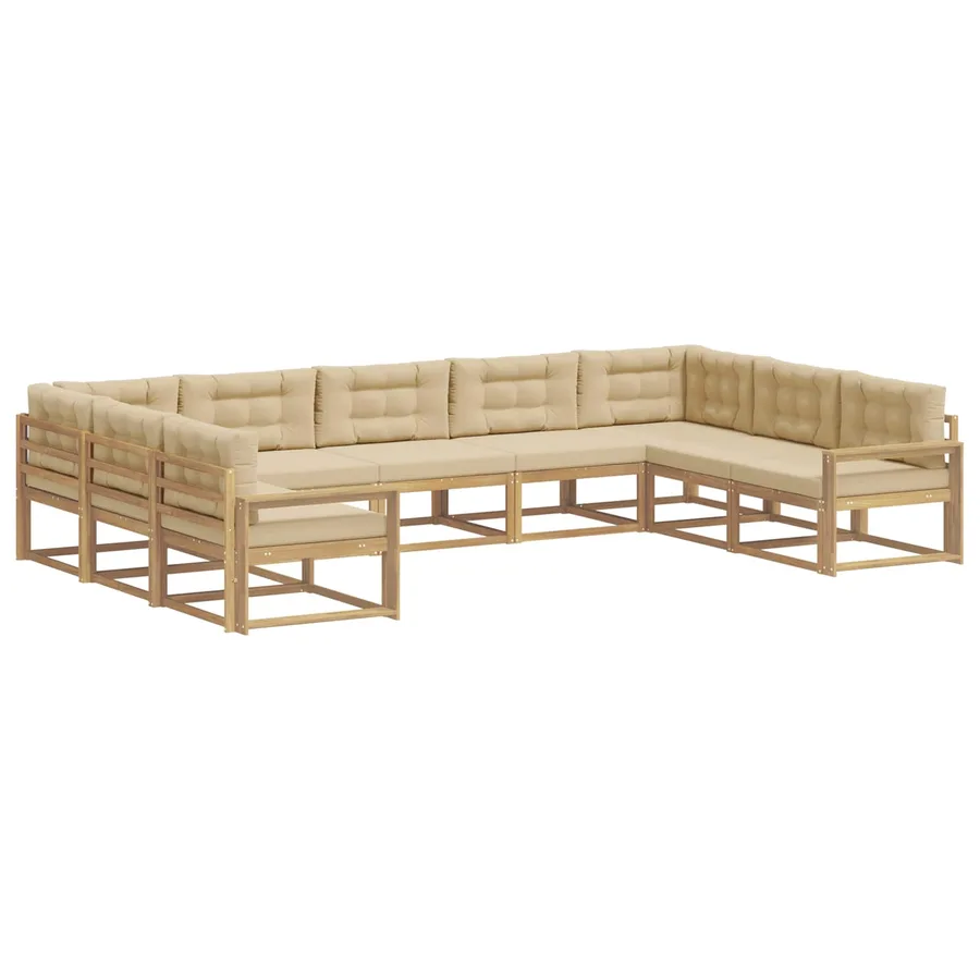 Ensemble de canapés d'extérieur 9 pcs Blanc et Beige - 2