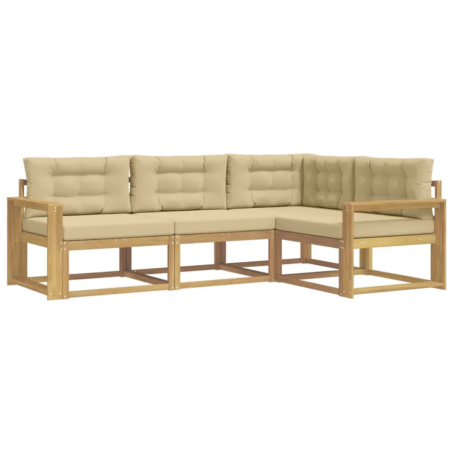 Ensemble de canapés d'extérieur 3 pcs Blanc et Beige Polyester - 2