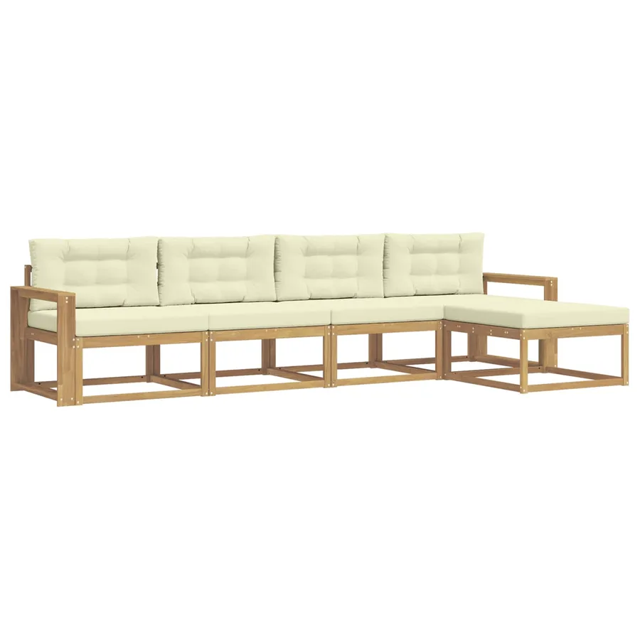 Ensemble de canapés d'extérieur 4 pcs Blanc et crème Polyester - 2