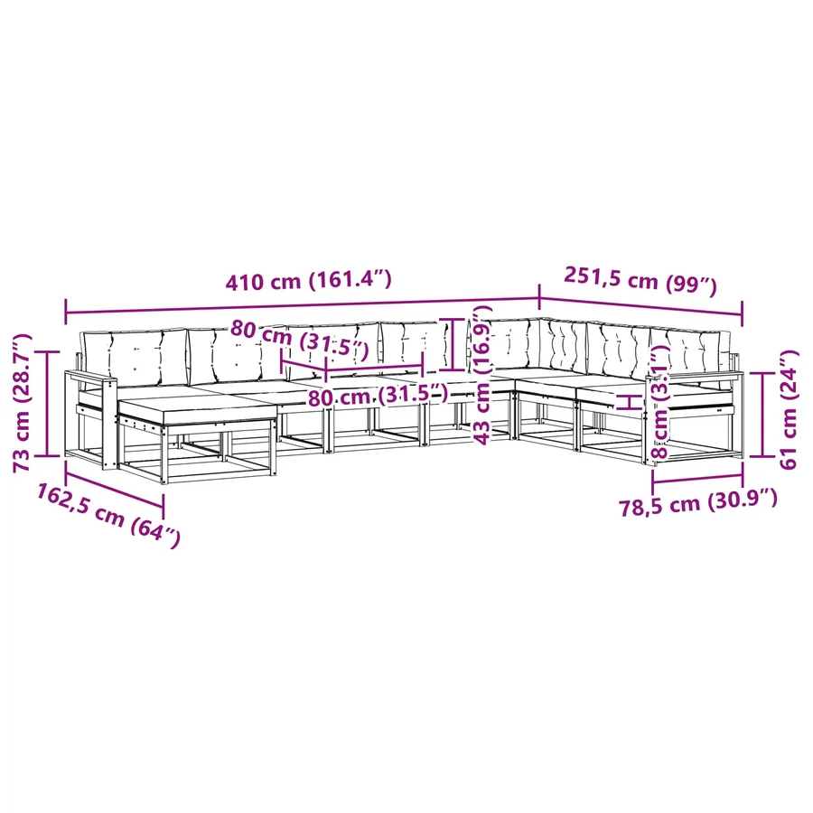 Ensemble de canapés d'extérieur 8 pcs Blanc et anthracite - 7