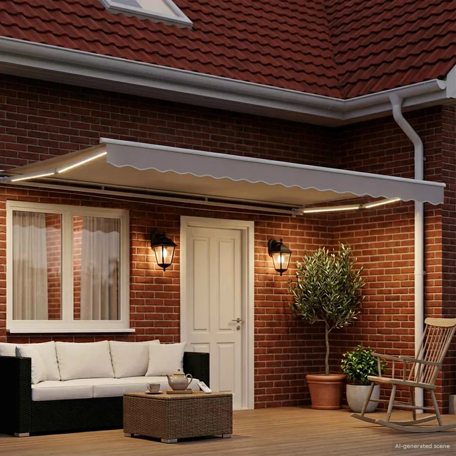 Auvent rétractable électrique Gris clair et blanc 4,5 × 3 m - 3