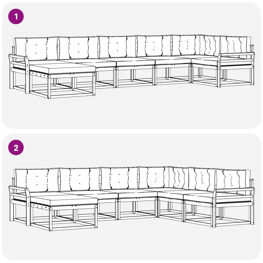 Ensemble de canapés d'extérieur 7 pcs Blanc et crème - 10