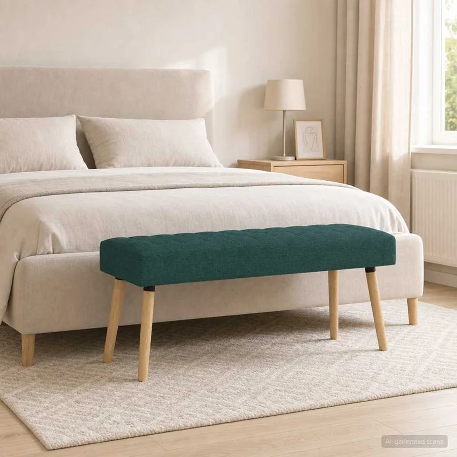 Banc capitonné canal Vert foncé 110 x 40 x 46 cm Tissu - 3