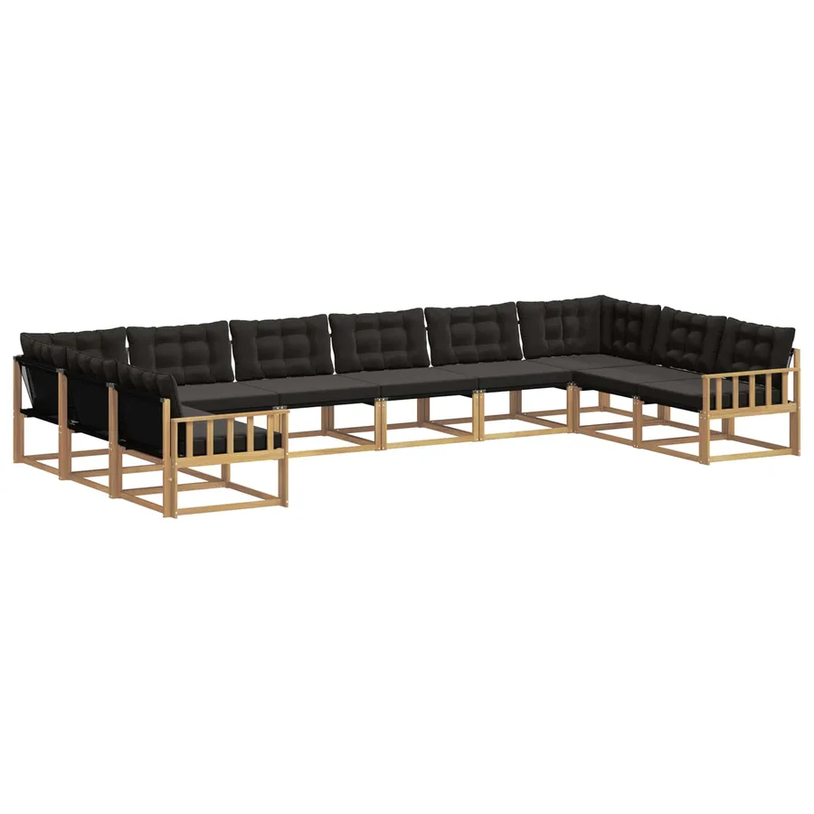Ensemble de canapés d'extérieur 10 pcs Blanc et noir - 2