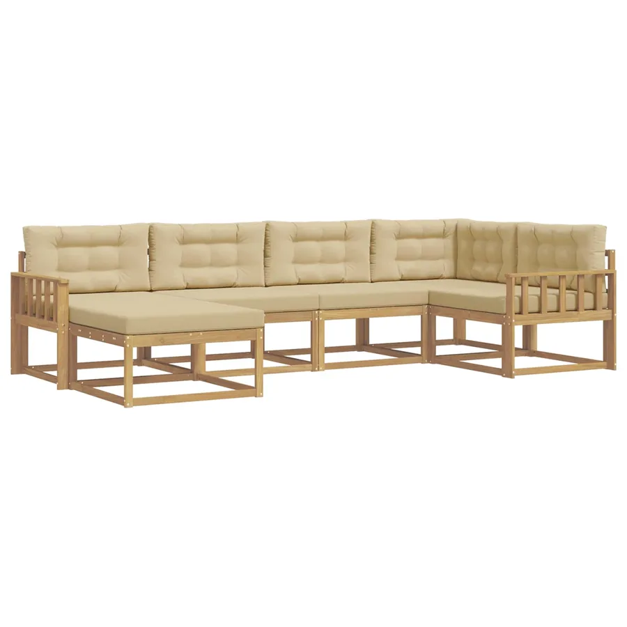 Ensemble de canapés d'extérieur 5 pcs Blanc et Beige Polyester - 2