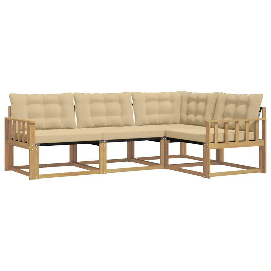 Ensemble de canapés d'extérieur 4 pcs Blanc et Beige - 2