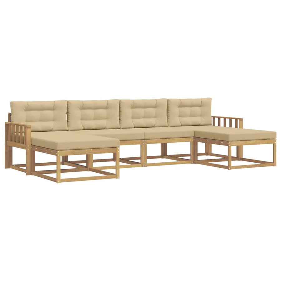 Ensemble de canapés d'extérieur 6 pcs Blanc et Beige - 2