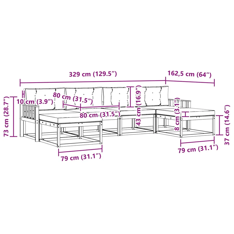 Ensemble de canapés d'extérieur 6 pcs Blanc et Beige - 6
