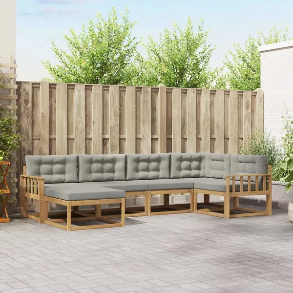 Ensemble de canapés d'extérieur 5 pcs Blanc et gris clair