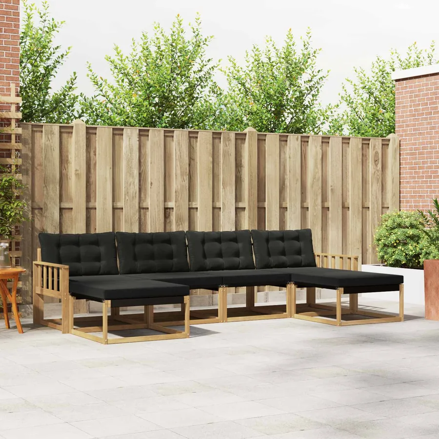 Ensemble de canapés d'extérieur 6 pc Blanc et noir