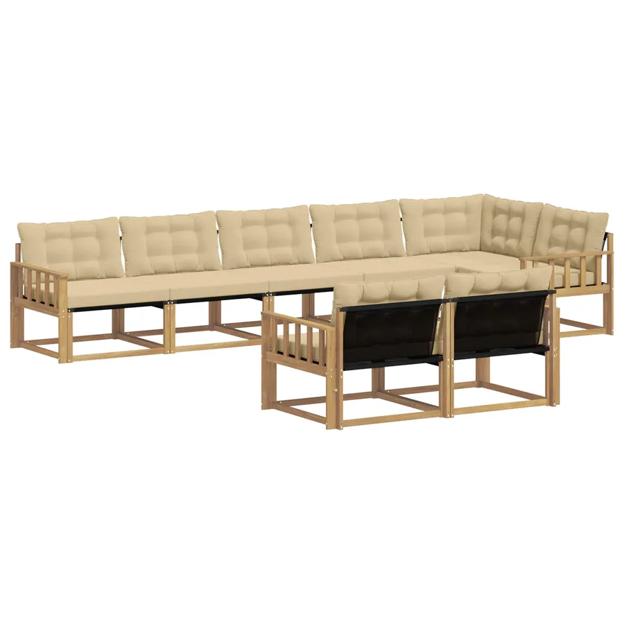 Ensemble de canapés d'extérieur 8 pcs Blanc et Beige - 2